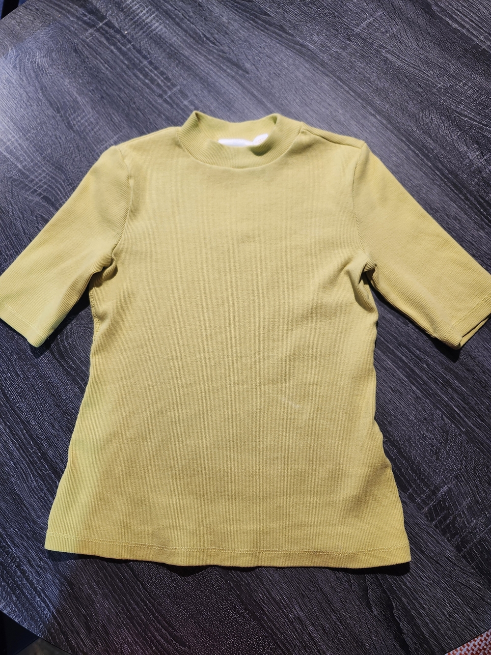 Anthropologie Short-Sleeve Mock Neck Top in Olive Green